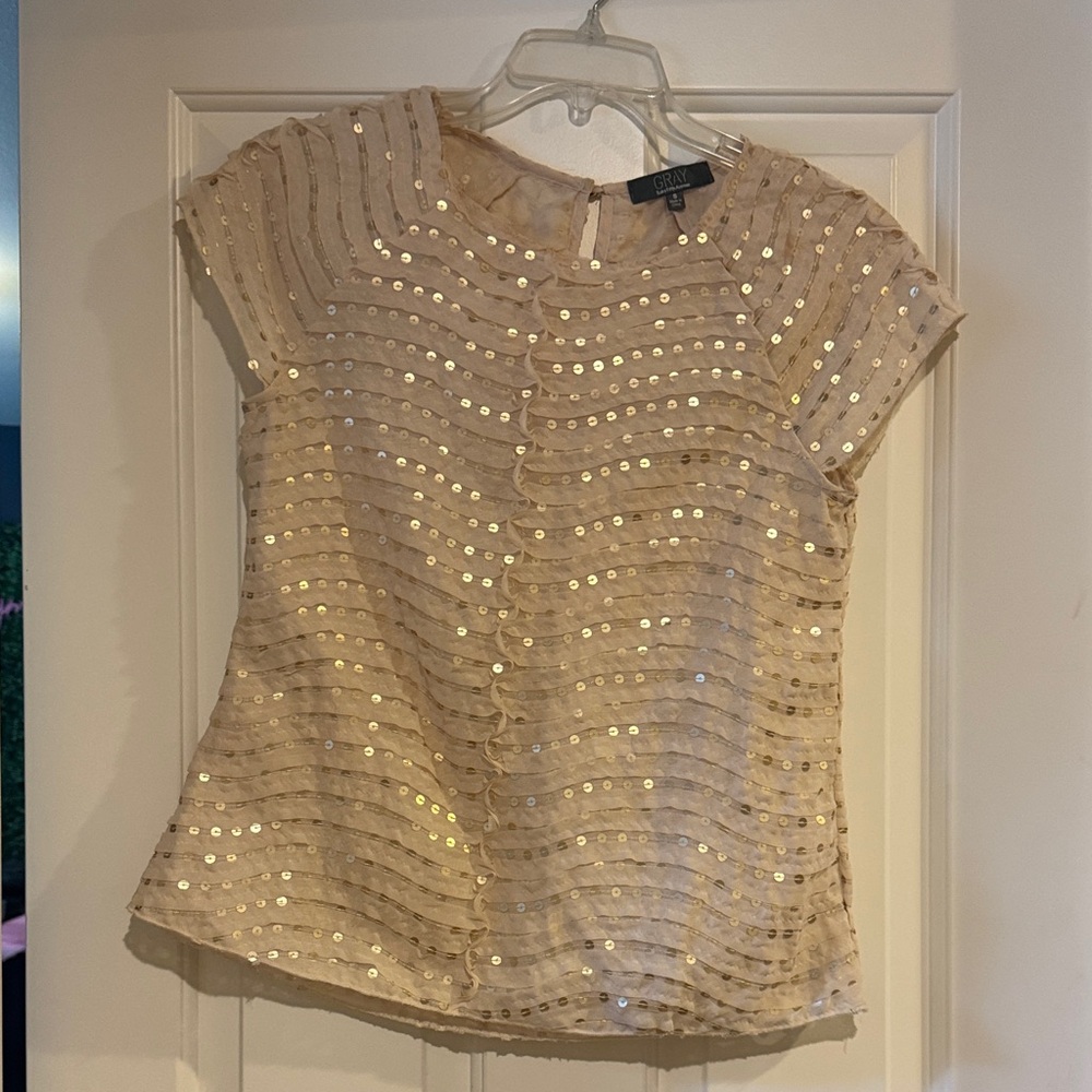 Saks Fifth Avenue Gold Sequin Blouse